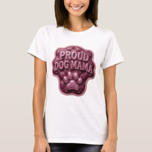 Crisp Rosa PROUD DOG MAMA Grafisk Design T Shirt