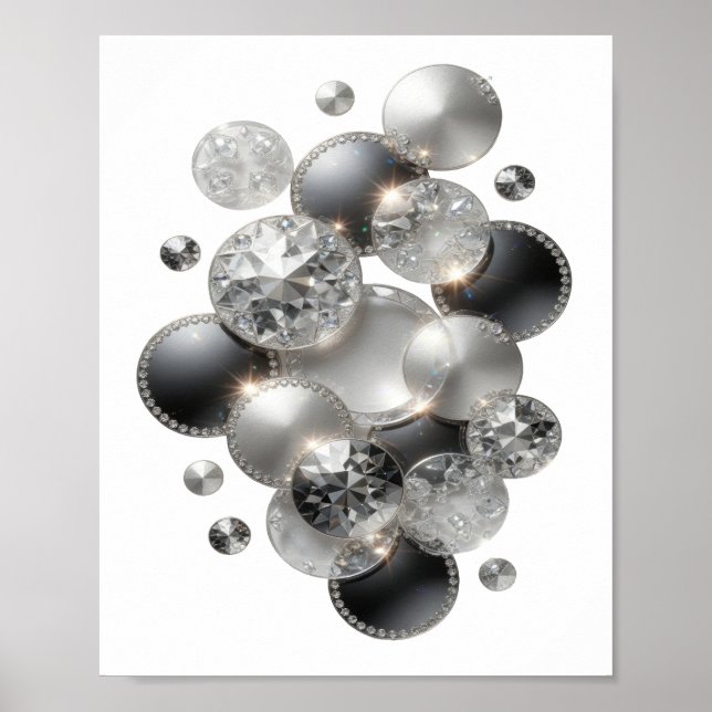 Crisp Silver DIAMONDER ÄR EN FLIKAS BÄSTA VÄN Poster (Framsidan)