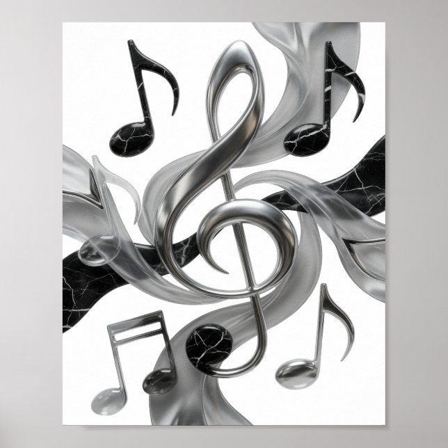 Crisp Silver MUSIC IN MOTION Slogandesign Poster (Framsidan)