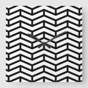 Crisp Vass OppArrows Chevron White Black Fyrkantig Klocka