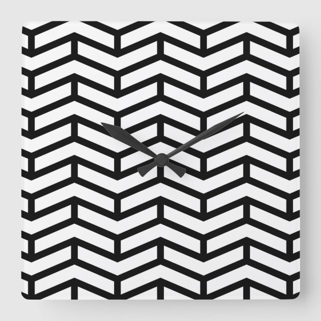 Crisp Vass OppArrows Chevron White Black Fyrkantig Klocka (Framsida)