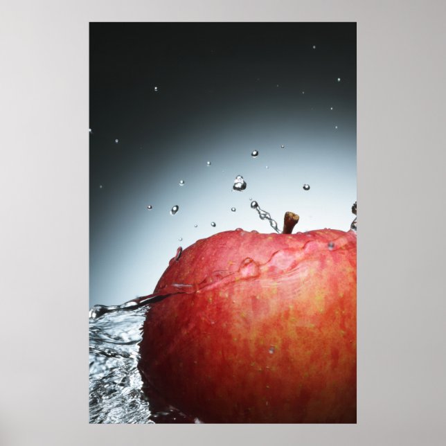 Crisp Vitality: Röd Äppelvatten Splash Art Poster (Framsidan)