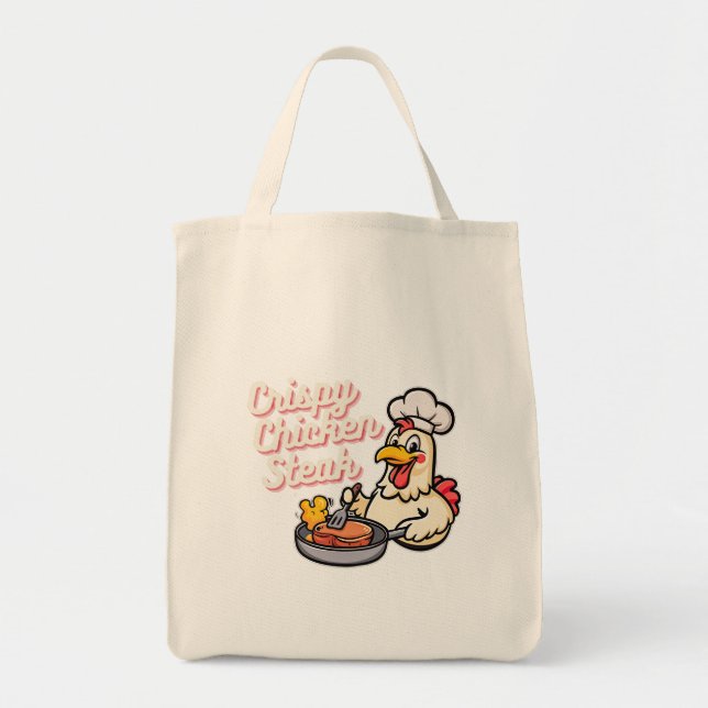Crispy Chicken Steak Cute Cartoon Food Pun Kawaii  Tygkasse (Framsidan)