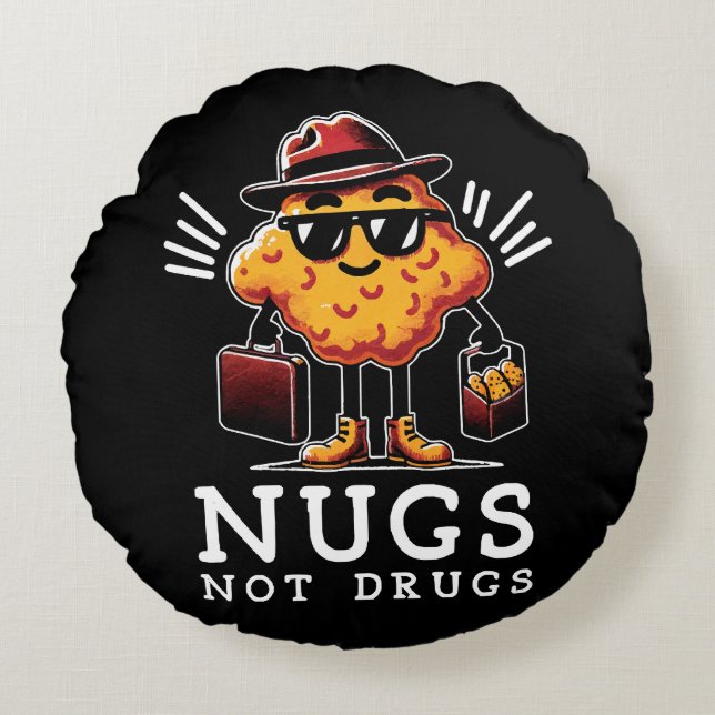 Crispy Nugs Not Drugs Rund Kudde (Framsidan)