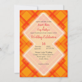 Crisscrossed Red och orange check mönster Inbjudningar