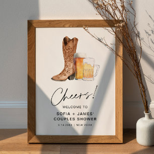 CRISTAL Boots and Brews Par Shower Sign-tecken Poster