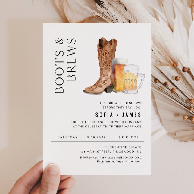 CRISTAL Boots & Brews Par Shower-inbjudan Inbjudningar (Skapare uppladdad)