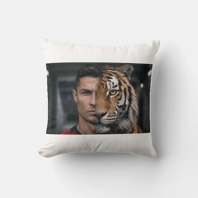 Cristiano Ronaldo CR7 och Tiger Artistic Kuddcover Kudde (Framsida)