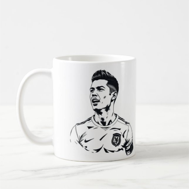 Cristiano Ronaldo Sketch Art Mugg - Black and Whit (Vänster)