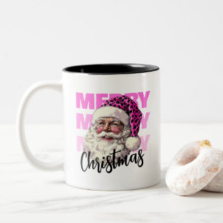 Cristmas Rosa Santa With Leopard Hat Coffee Mugg