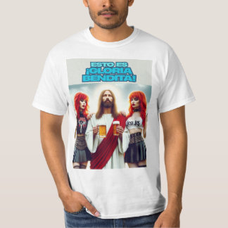 Cristo disfrutando con amigas metaleras t shirt