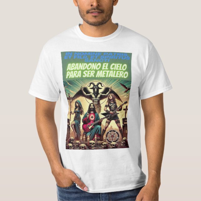 Cristo Metalero: Un Himno de Rock y Fe T Shirt (Framsida)