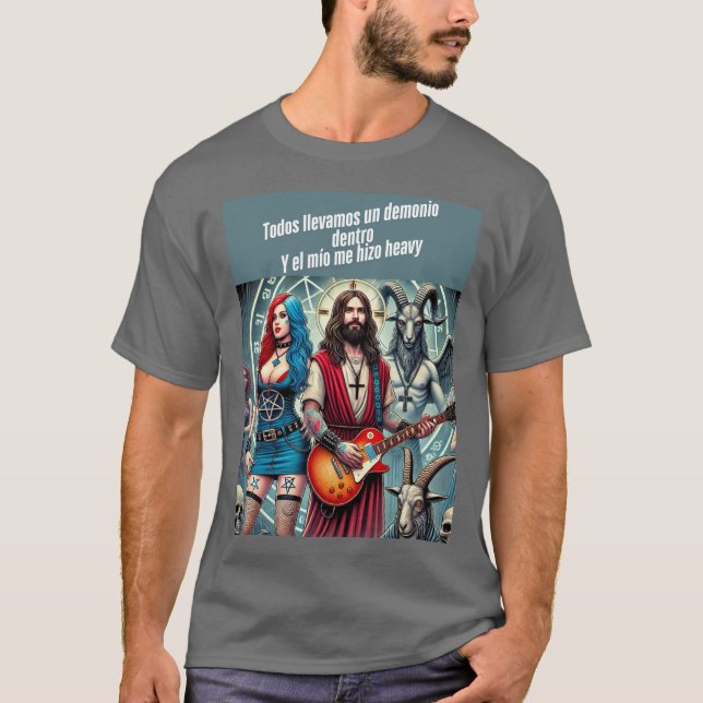 Cristo Rockero: Todos Llevamos un Demonio Dentro T Shirt (Framsida)
