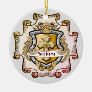 Cristos Kor Shield-efternamn Julgransprydnad Keramik