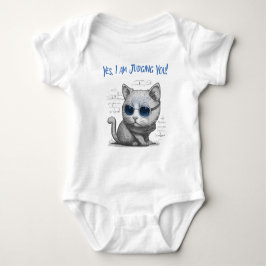Critical Cat Judging You Blue Text T Shirt