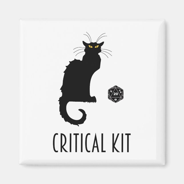Critical Kit Funny Cat D20 RPG Tabletop-spel Magnet (Framsidan)