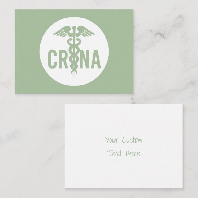 CRNA Auktoriserad REGISTRERAD sjuksköterskeanestet Anteckningskort (Fram/baksida)