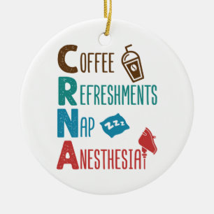 CRNA Coffee Refreshments Nap Anestsia Julgransprydnad Keramik