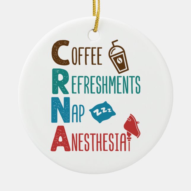 CRNA Coffee Refreshments Nap Anestsia Julgransprydnad Keramik (Framsidan)