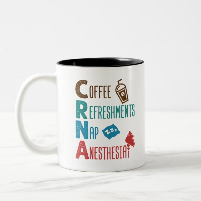 CRNA Coffee Refreshments Nap Anestsia Två-Tonad Mugg (Vänster)
