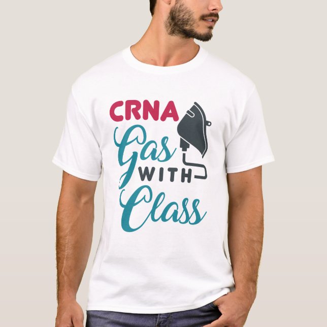 CRNA-gas med klassfunny avskrivning T Shirt (Framsida)