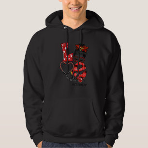 Crna Nurse Play Leopard Kärlek Heart Messy Bun Rn Hoodie