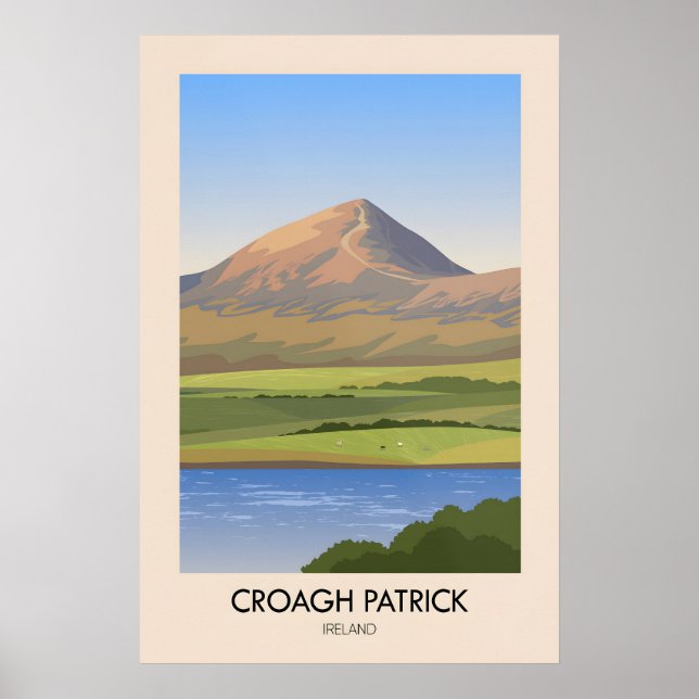 Croagh Patrick Irland Resemålningaffisch Poster (Framsidan)
