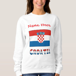 Croatia Croatian Flag Red Personalized Name Women  T Shirt