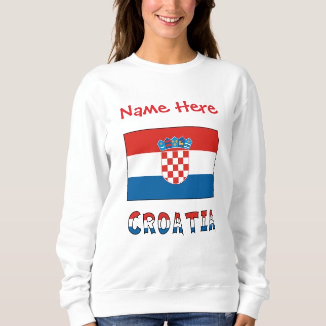 Croatia Croatian Flag Red Personalized Name Women  T Shirt (Framsida)