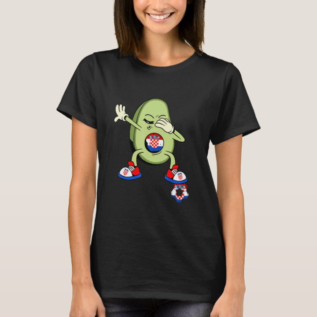 Croatia Dabbing Avocado Croatian Flag Hrvatska Soc T Shirt (Framsida)