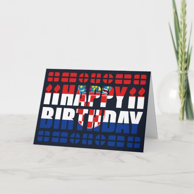 Croatia Flag Birthday Card Kort (Framsida)