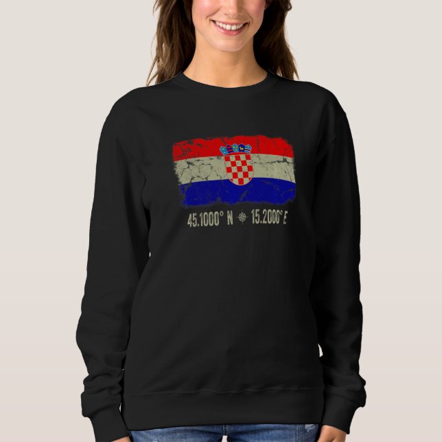 Croatia Flag Coordinates Men Women Croatian Herita T Shirt (Framsida)