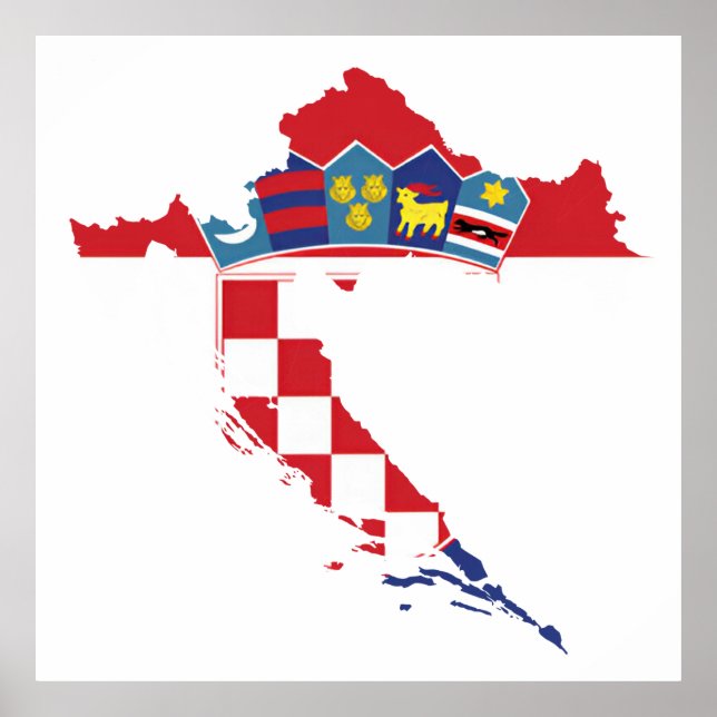 Croatia Hrvatska Kroatien Hrv Zagreb Split Flag Poster (Framsidan)
