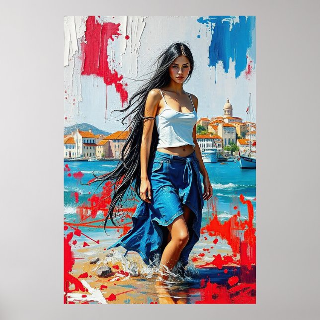 Croatia Hrvatska Kroatien Hrv Zagreb Split Flag  Poster (Framsidan)