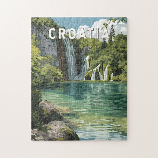 Croatia Illustration Travel Art Vintage Pussel (Vertikal)