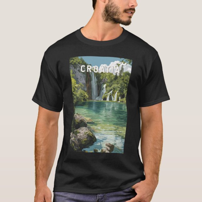 Croatia Illustration Travel Art Vintage T Shirt (Framsida)