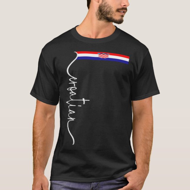 Croatia Signature Croatian Flag T Shirt (Framsida)