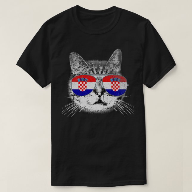 Croatian Croatia Flag Country Roots Cat Lover Prid T Shirt (Design framsida)