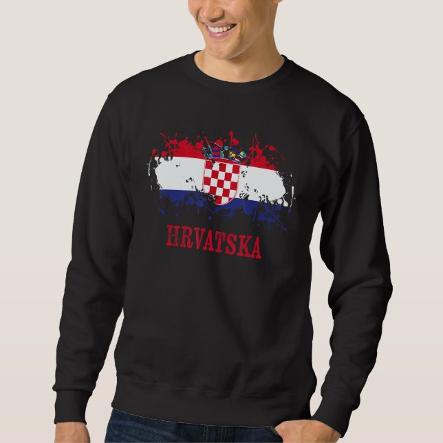 Croatian enthusiasts for Hrvatska and Croatia Lång Ärmad Tröja (Framsida)