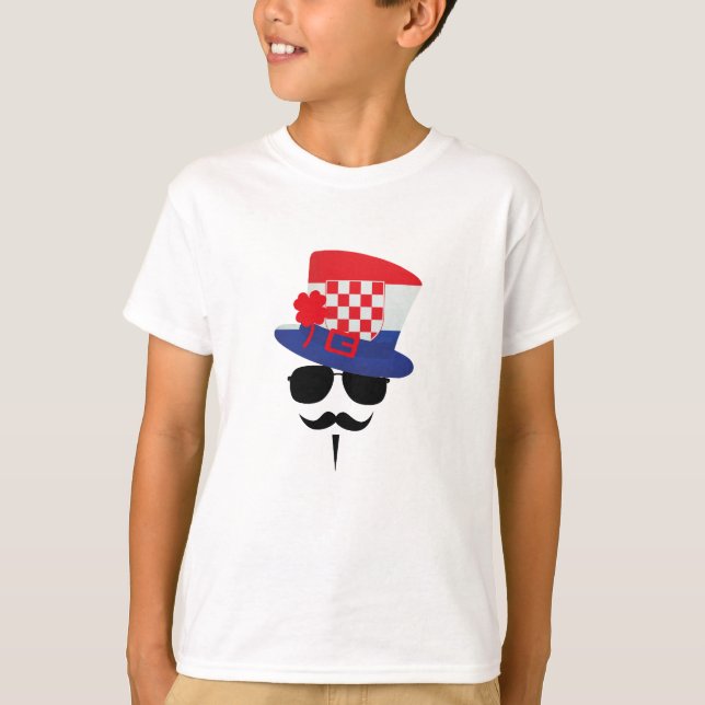 Croatian Fan with Mustache T Shirt (Framsida)