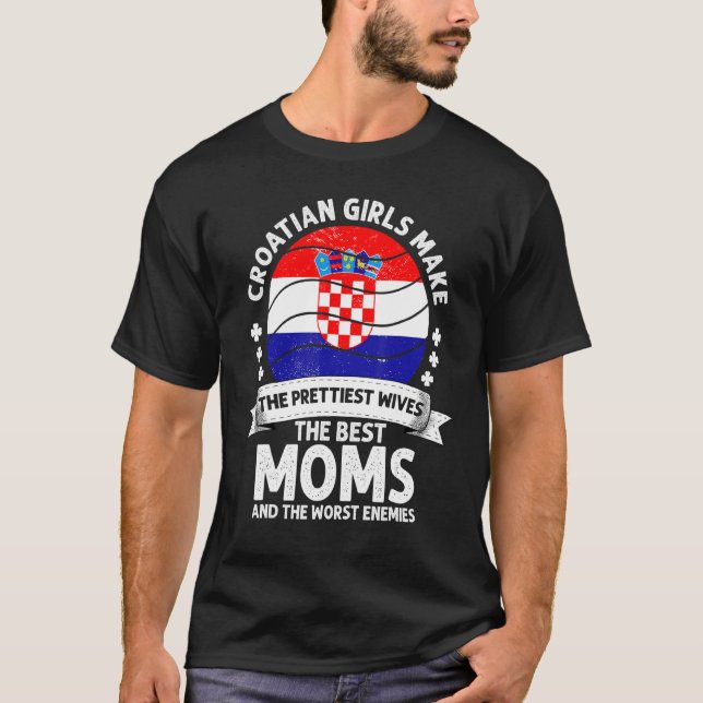 Croatian Mom Mothers Day Mama Croatian American T Shirt (Framsida)