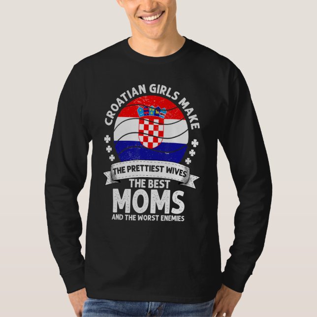 Croatian Mom Mothers Day Mama Croatian American T Shirt (Framsida)