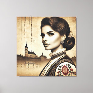 Croatian Roots with Colorful Motif women Canvastryck