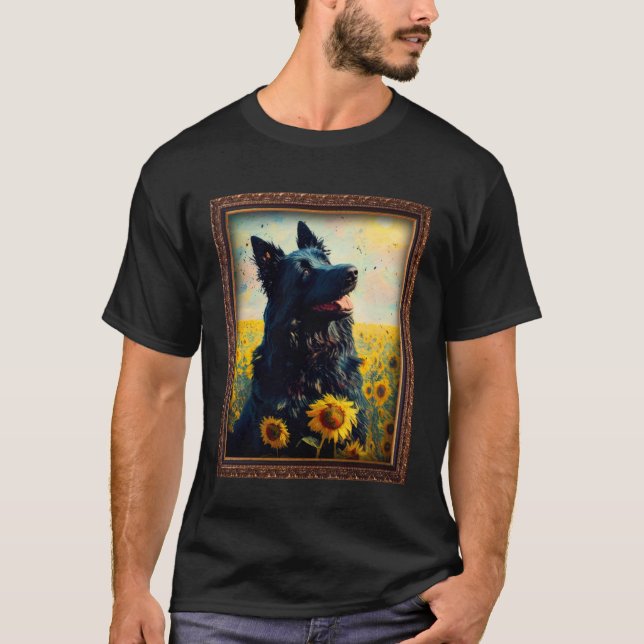 Croatian Sheepdog Painting Sunflower Flower Mom Wo T Shirt (Framsida)