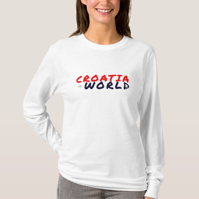 CROATIAvsWORLD Basic White T Shirt (Framsida)