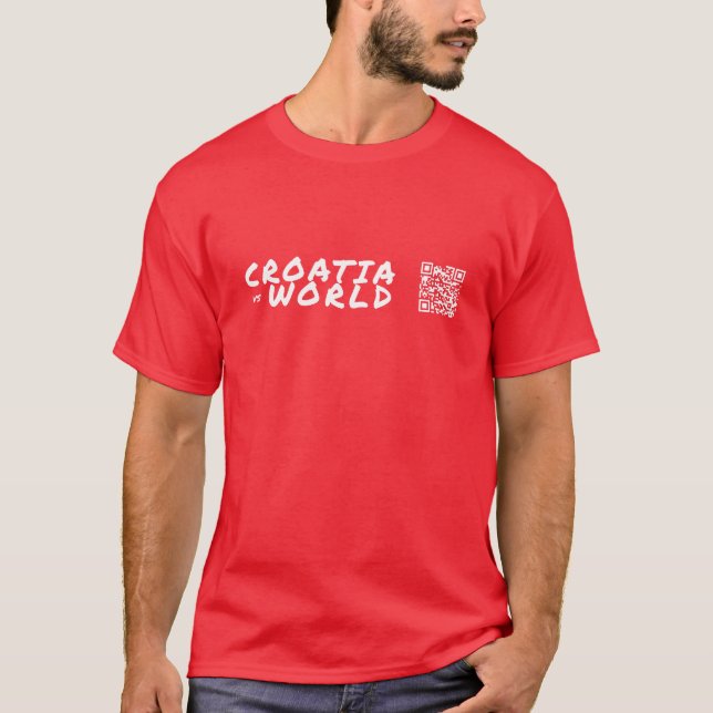 CROATIAvsWORLD + QR Red T Shirt (Framsida)