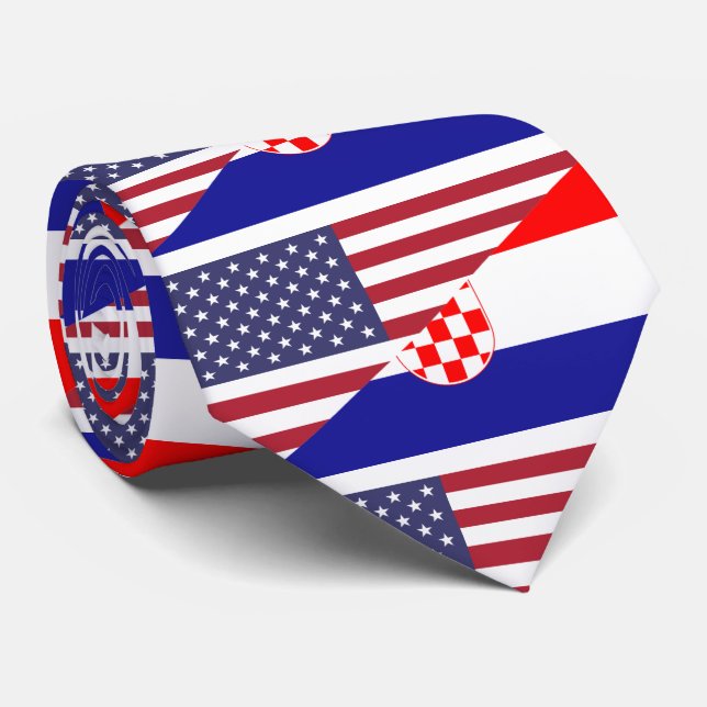 Croation American Pride US Croation Flagga Neck Ti Slips (Rullad)