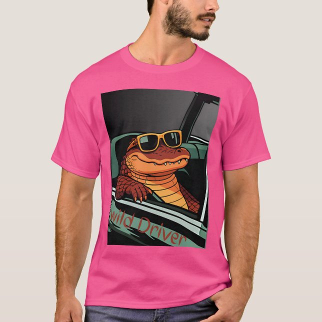 Croc in Car Wild Driver girl T Shirt (Framsida)