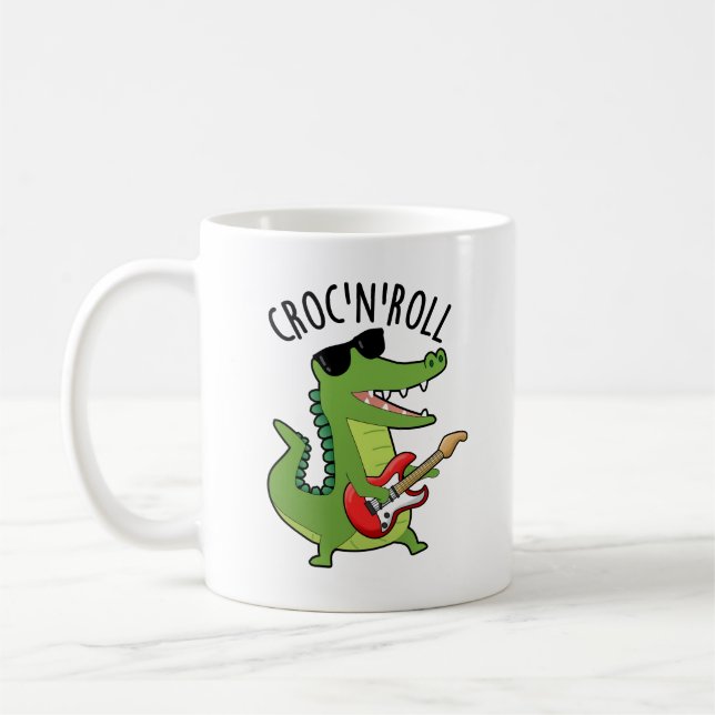 Croc N Roll Funny Crokodile Pun Kaffemugg (Vänster)