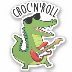 Croc N Roll Funny Crokodile Pun Klistermärken